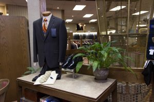 Suit on mannequin in Libins store